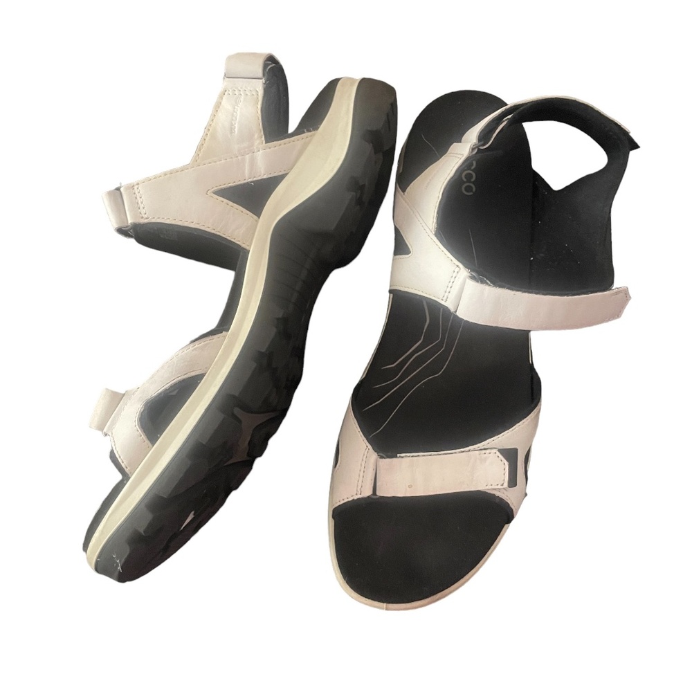 Ecco Sandals 43 Men's Slip On 12-12‎ 1/2 Whtie Hook Loop Fastner